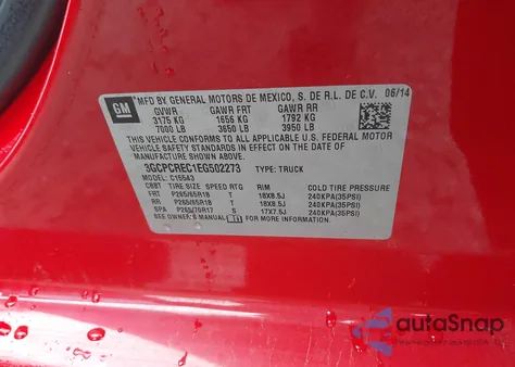 2014 Chevrolet Silverado 1Lt z USA, uszkodzony, nr VIN 3GCPCREC1EG502273